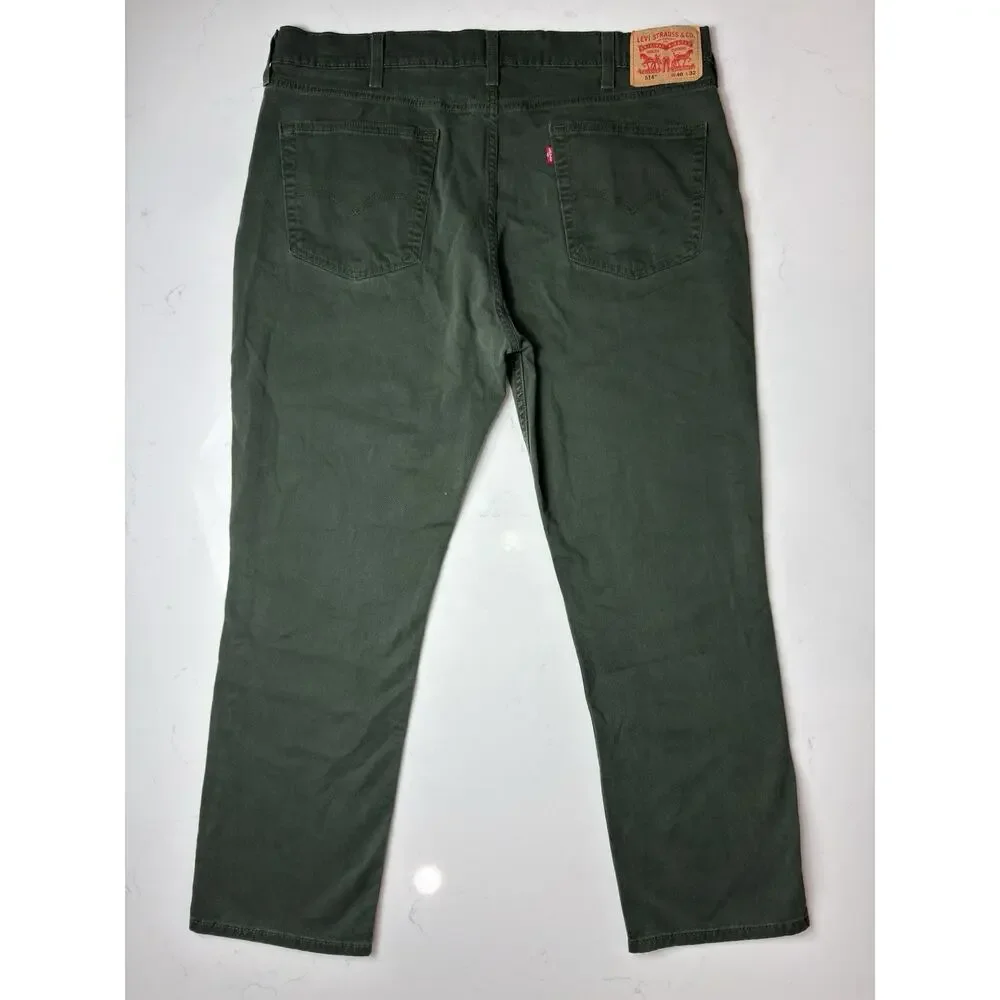 Levi's 514 Straight Jeans Mens 40x32 Olive Green Denim Pants
